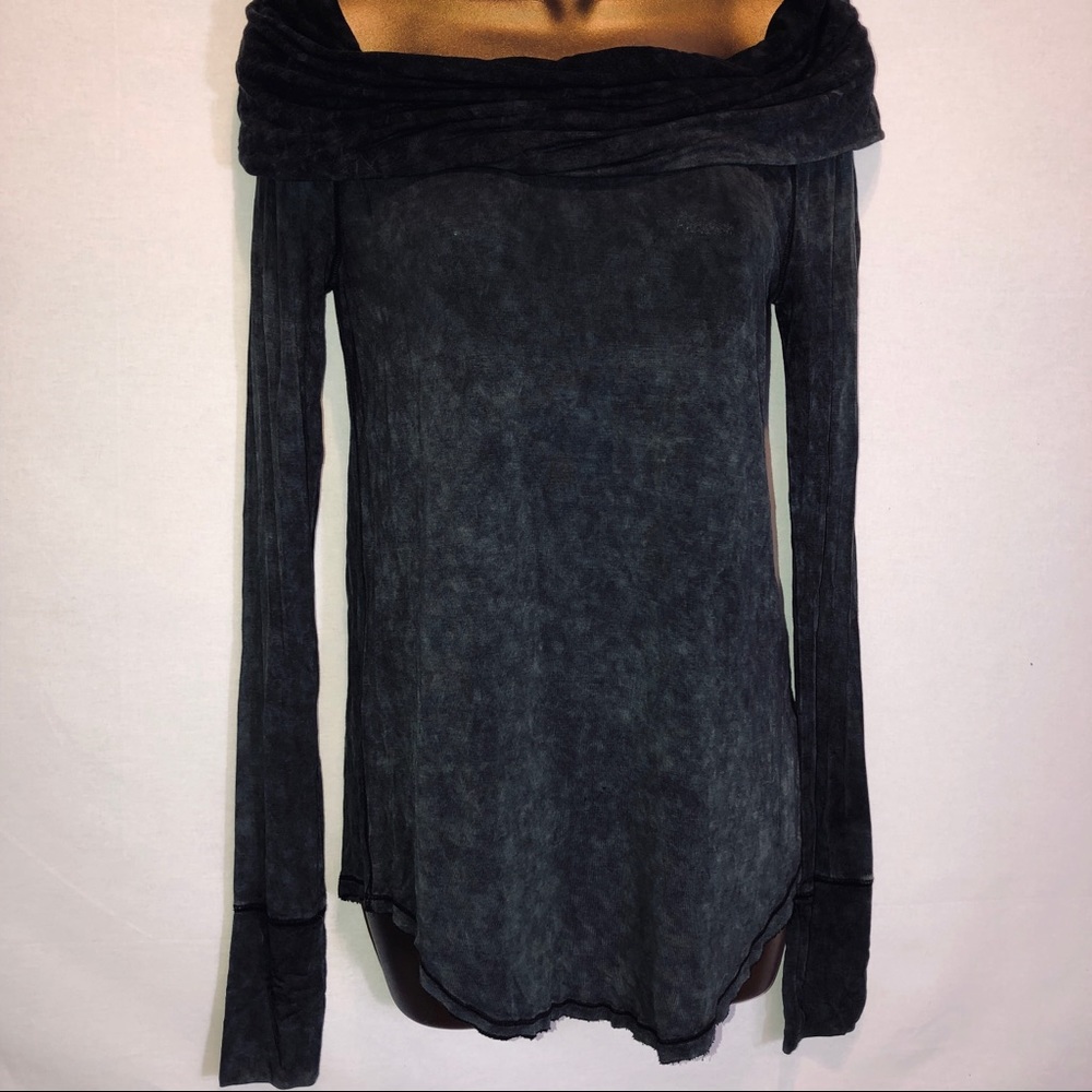 We the free cowl neck dark gray long sleeve shirt